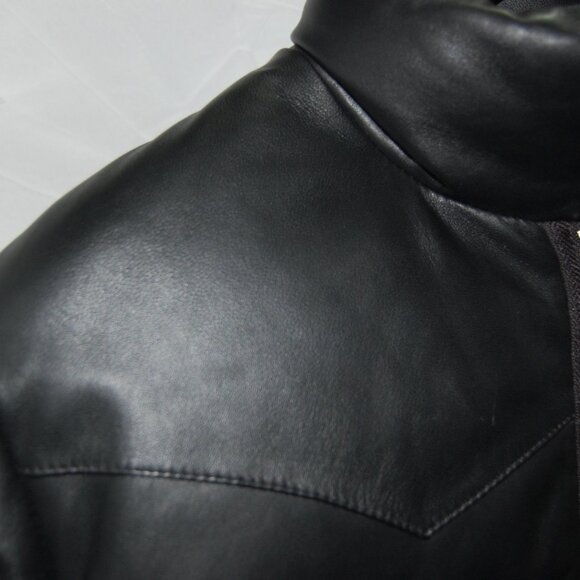 M🔥$4000 AMI Alexandre Mattiussi Paris Men's Black Real Leather Puffer Jacket - Picture 4 of 14